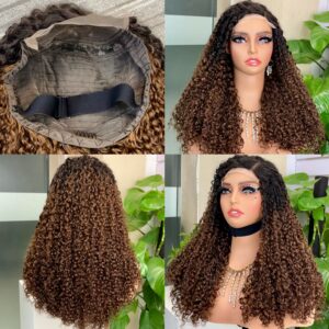 Ombre 5x5 Glueless Double Drawn Pissy Curl Transparent Lace Closure Wig